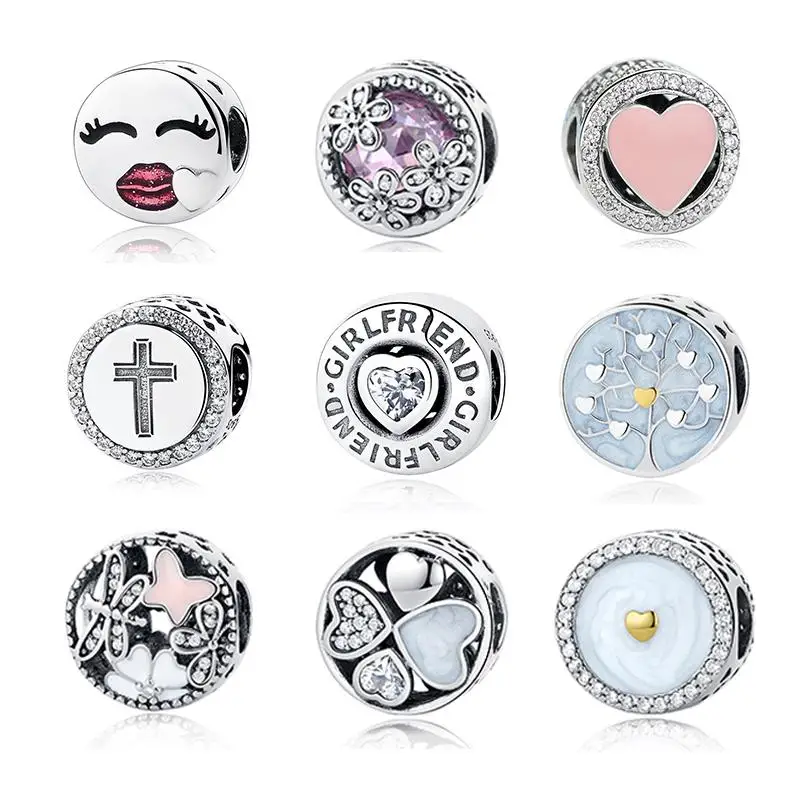 

2018 Fit Original Pandora Charm Bracelet 100% 925 Sterling Silver Beautiful Round Shape Bead Charm High Quality DIY Jewelry Gift