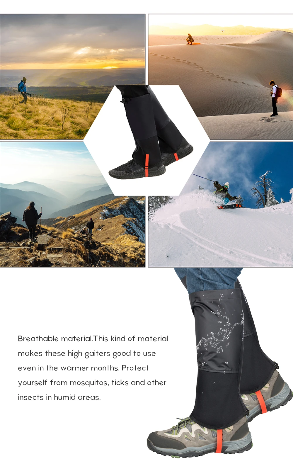 Waterproof High Gaiter Durable Camping Outdoor 5