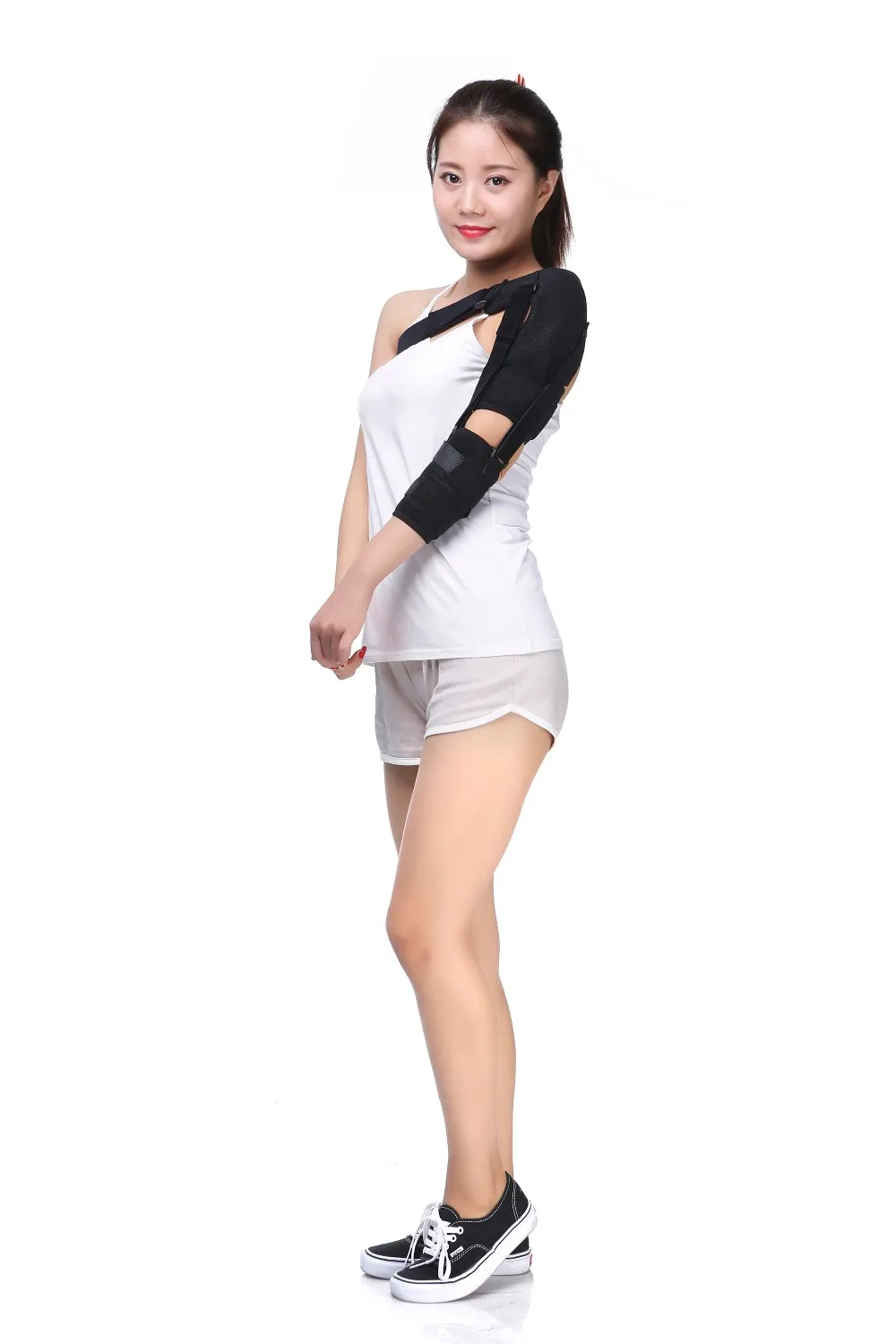 

Medical extended adjustable shoulder support orthosis black arm sling for Stroke Hemiplegia Subluxation Dislocation Recovery