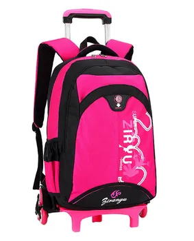 

Hot Waterproof Boys Trolley School Bag Classic Travel Luggage Suitcase On Wheels Kids Rolling Backpack girl Book Bags Detachable