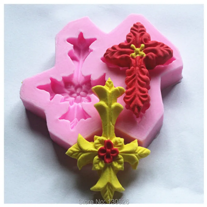 

Religious Cross findant silicone mold kitchen utensils confectionery chocolate cake decorating tools Sugar Craft baking tools