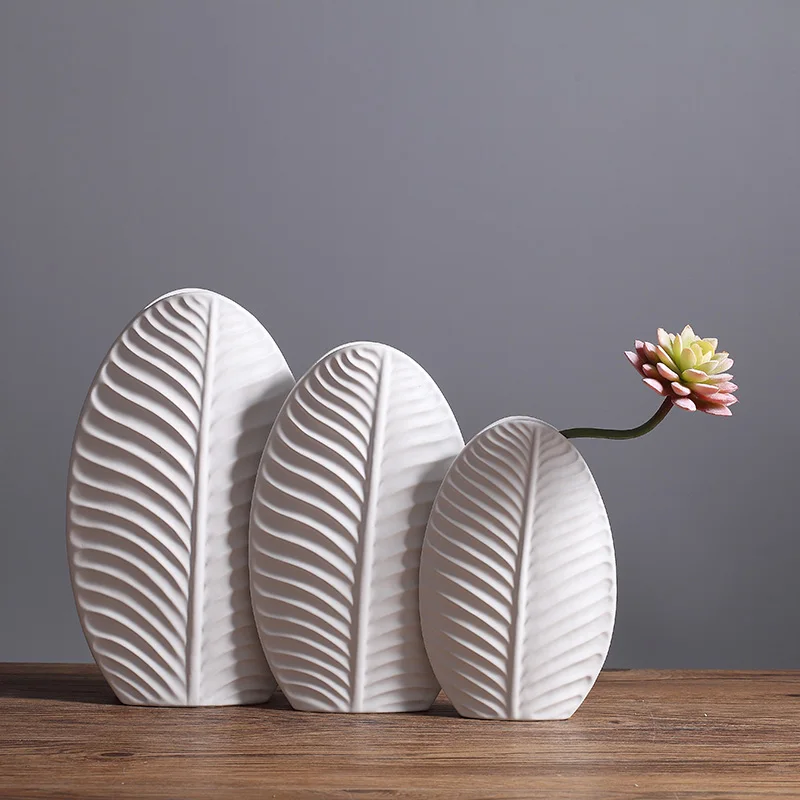 Leaf Shape Ceramic Vase Home Decor Creative Flower Vase