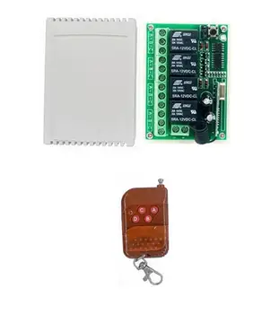 

DC12V 4CH 10A Radio Controller RF Wireless Push Remote Control Switch 433 MHZ Transmitter Receiver garage door/window/lamp