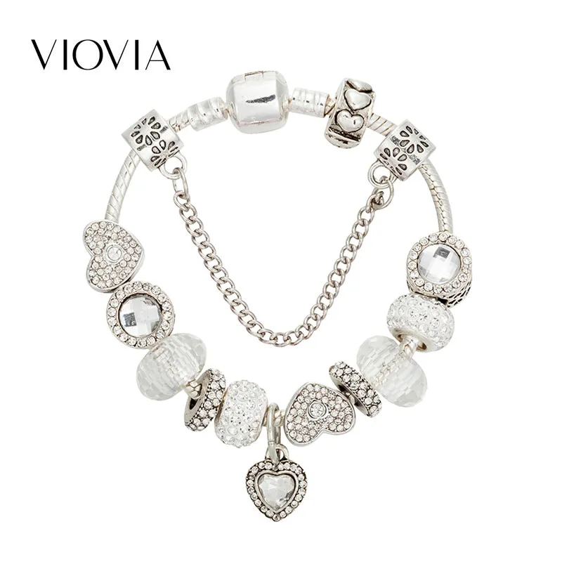 

VIOVIA Hot Sale Vintage Charms Bracelet & Bangles Rhinestone Beads Bracelet for Women Diy Jewelry Fit Wedding Gift B18015