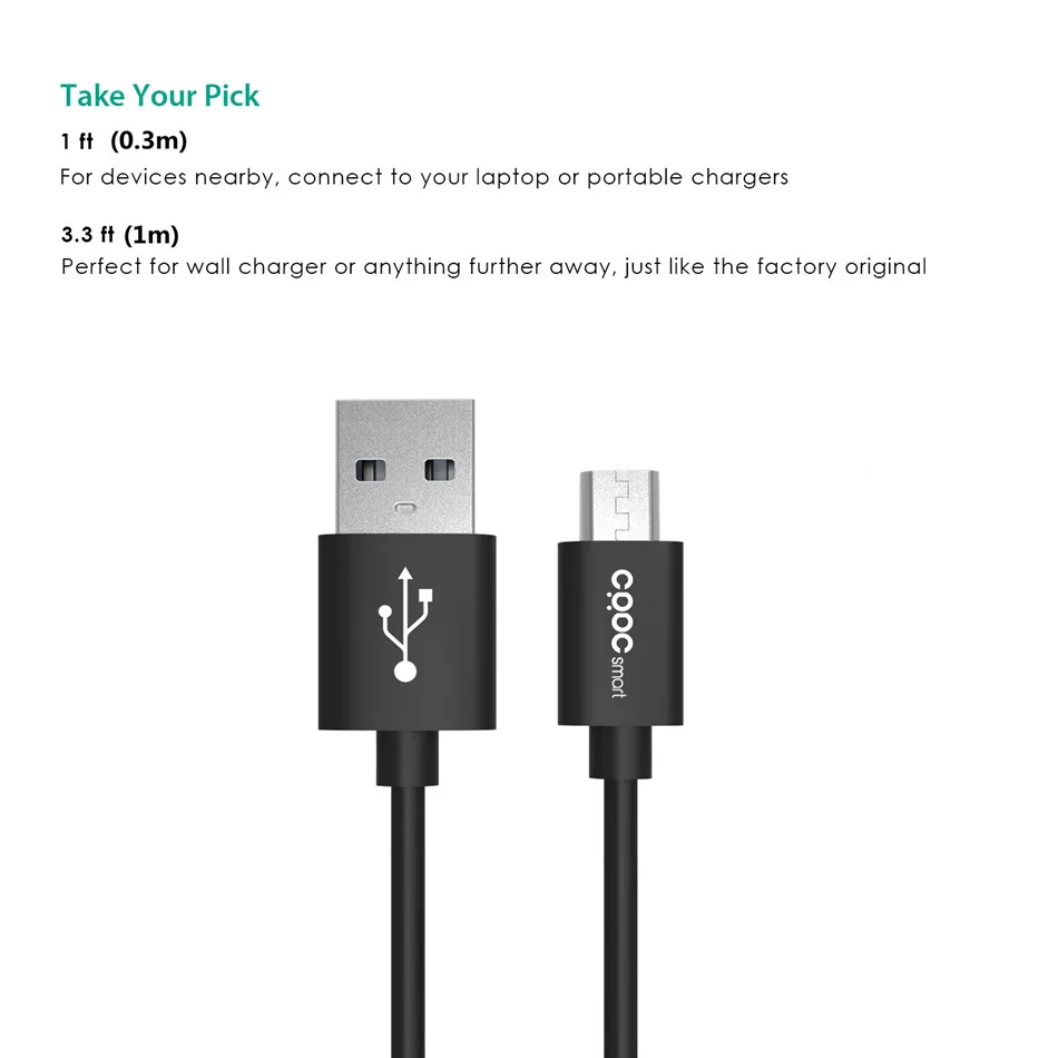 CRDC [5-حزمة] مايكرو USB بيانات كابل شحن محول 5V2A سريع شاحن الهاتف المحمول كابل ل HTC xiaomi Meizu و أكثر جهاز كابل