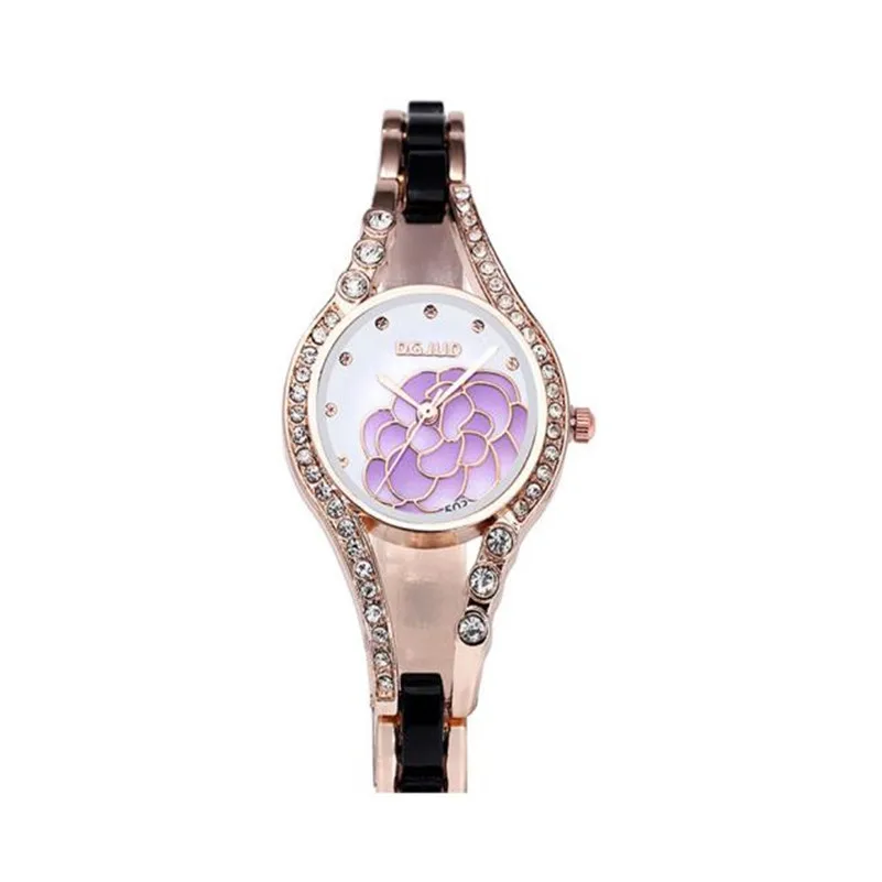 

Irisshine #72 Lady girl watch Clock brand luxury gift Gold Fashion Women Camellia Pattern Bangle Watch Alloy Band Wrist Watch