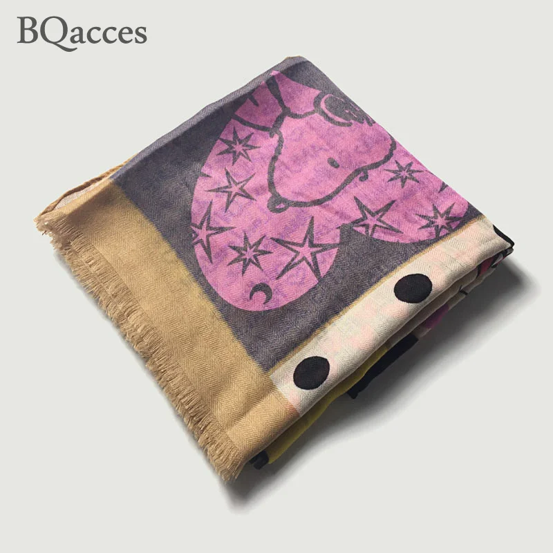 

2016 new fashion cartoon dog print 100% twill cotton scarf with tassel lady long silk scarf high quality autumn shawl wraps