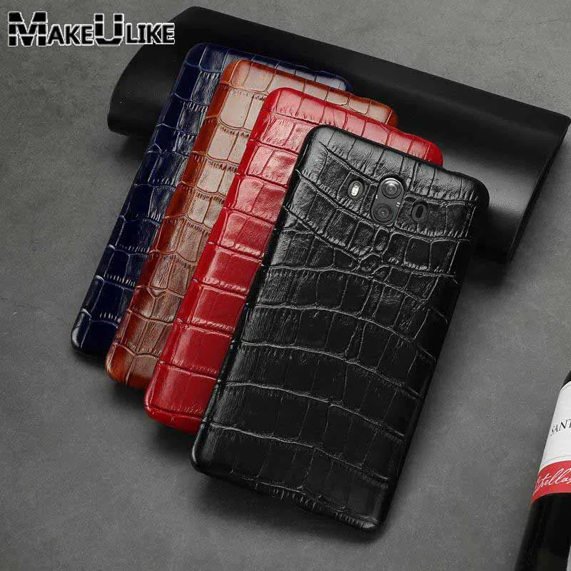 

MAKEULIKE Genuine Leather Back Case For HuaWei Mate 10 Cover Alligator Phone Bag Cases For HuaWei Mate 10 Mate10 Back Case
