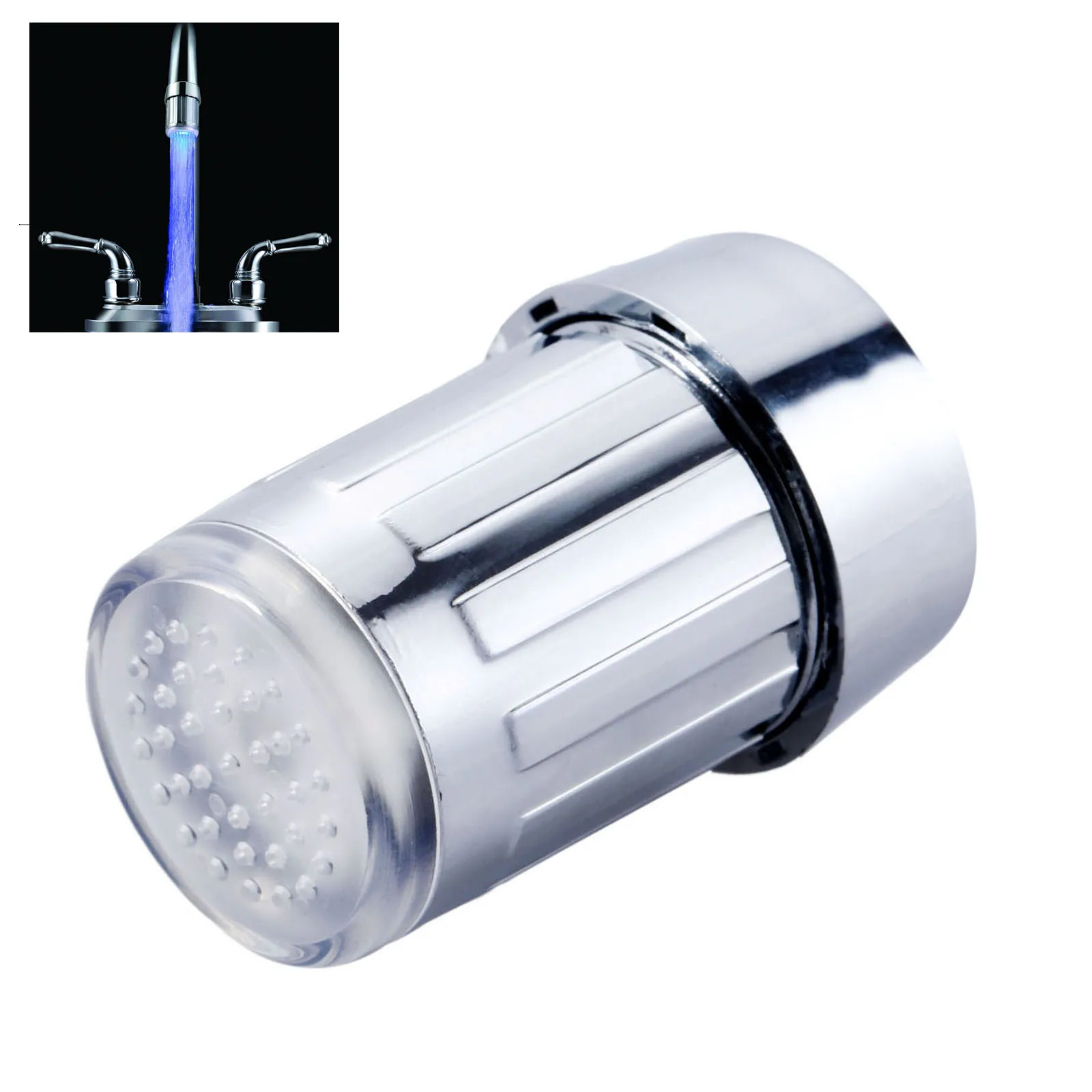

ABS LED Water Faucet Light Single Color Glow Kitchen Tap Bathroom Faucet Accessories 3 Colors Changing with Adapter