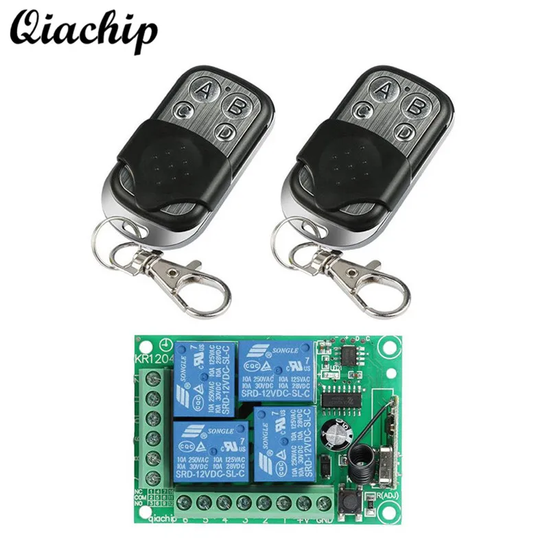 

QIACHIP 433Mhz DC 12V 4 CH Wireless Remote Control Switch RF Relay Receiver Module and 433 Mhz Remote Controls Transmitter Z40