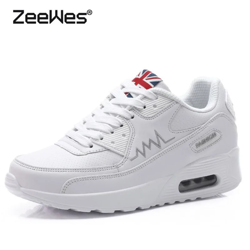 Womem Sneakers Tennis Shoes Air Cushion Women Leather Running Shoes White Woman Sport Female Sports Gym T14Zapatillas De Deporte