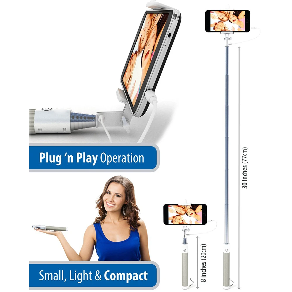 Portefeuille Wired Selfie Stick Holder Stand For Xiaomi Redmi 4x iPhone 6 6S Samsung Galaxy S8 Plus S7 edge Phone Tripod tutucu (4)
