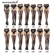 Morematch 1 쌍 여성 슬링 스타킹 스트라이프 스트레치 레이스 스타킹 스타킹 수 놓은 팬티 스타킹 스타킹 14 스타일 옵션(China)