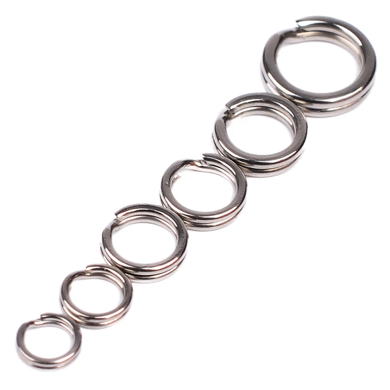 

Fishing Split Rings For Crank Hard Bait Silver Stainless Steel Double Loop Split Open Carp Tool Fishing Accessories 100pcs
