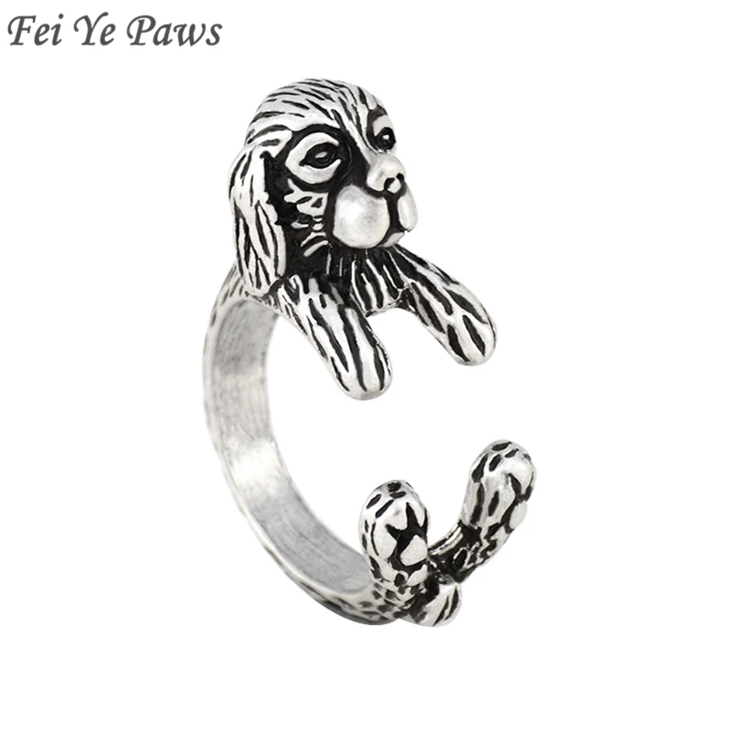 

Fei Ye Paws Vintage Cocker Spaniel Dog Ring Anel Boho Cavalier King Charles Spaniel Rings For Women Men Jewelry Best Friend