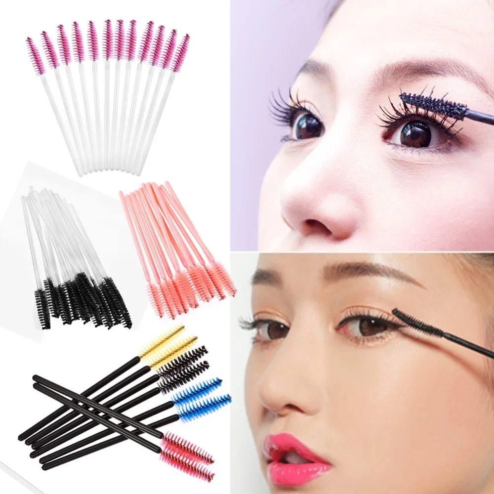 

100Pcs/lot Hot Sale Disposable Eyelash Brush Eyelashes Mascara Wands Applicator Spoolers Eye Lash Makeup Tool Make Up Brushes