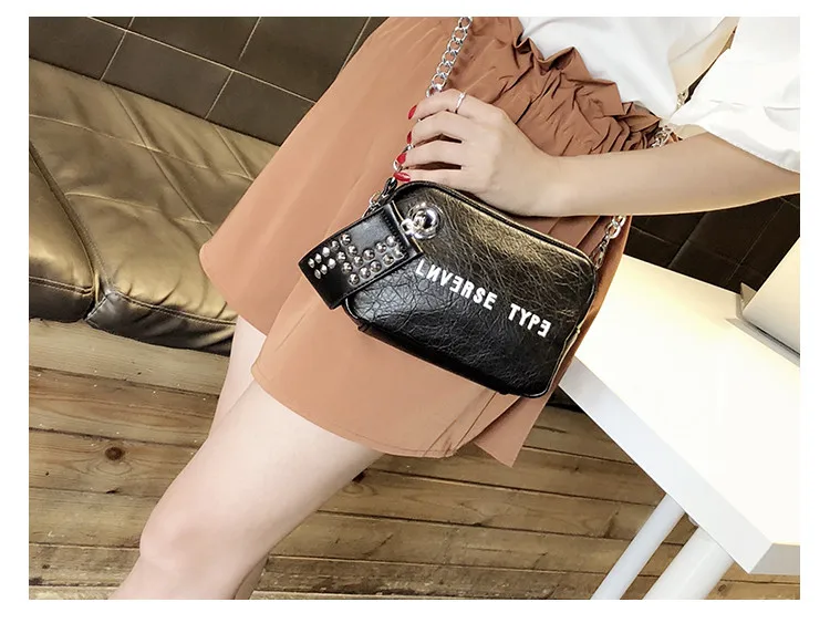 NIGEDU Luxury mini flap bag women chains Crossbody bag Fashion Designer rivet girls Handbag female Shoulder bag Clutch wallet (5)