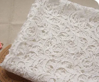 

5 yards ivory guipure lace fabric with floral leaves, bridal venice wedding decors african lace fabric