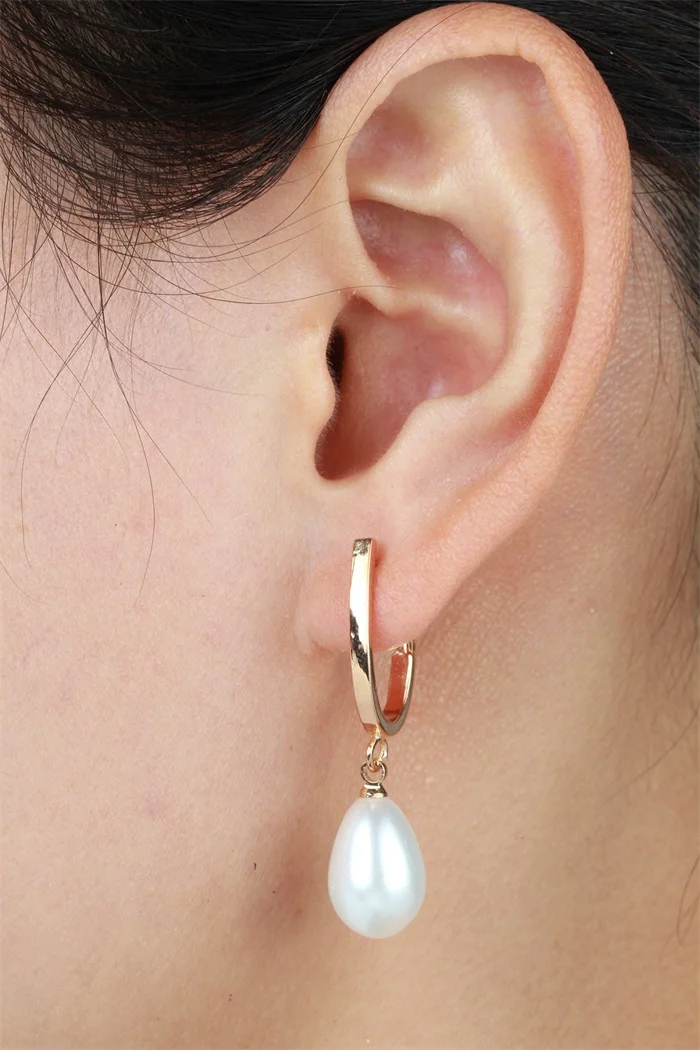 Gold Color U Circle Hoop Teardrop White Faux Pearl Drop Dangle Gold Color U Circle Hoop Teardrop White Faux Pearl Drop Dangle Earrings For Women Penntes Aros Korean Party Jewelry Bijoux In From