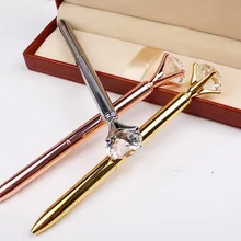 Металлический чехол, шариковая ручка, бриллиантовое кольцо в карате, кристальная ручка для леди, свадьбы, офиса, школы, подарок, шариковая ручка, розовое золото
