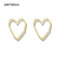 Серьги Peri'sBox золотого и серебряного цвета, круглые серьги в форме сердца для женщин, минималистичные геометрические серьги, серьги-кольца