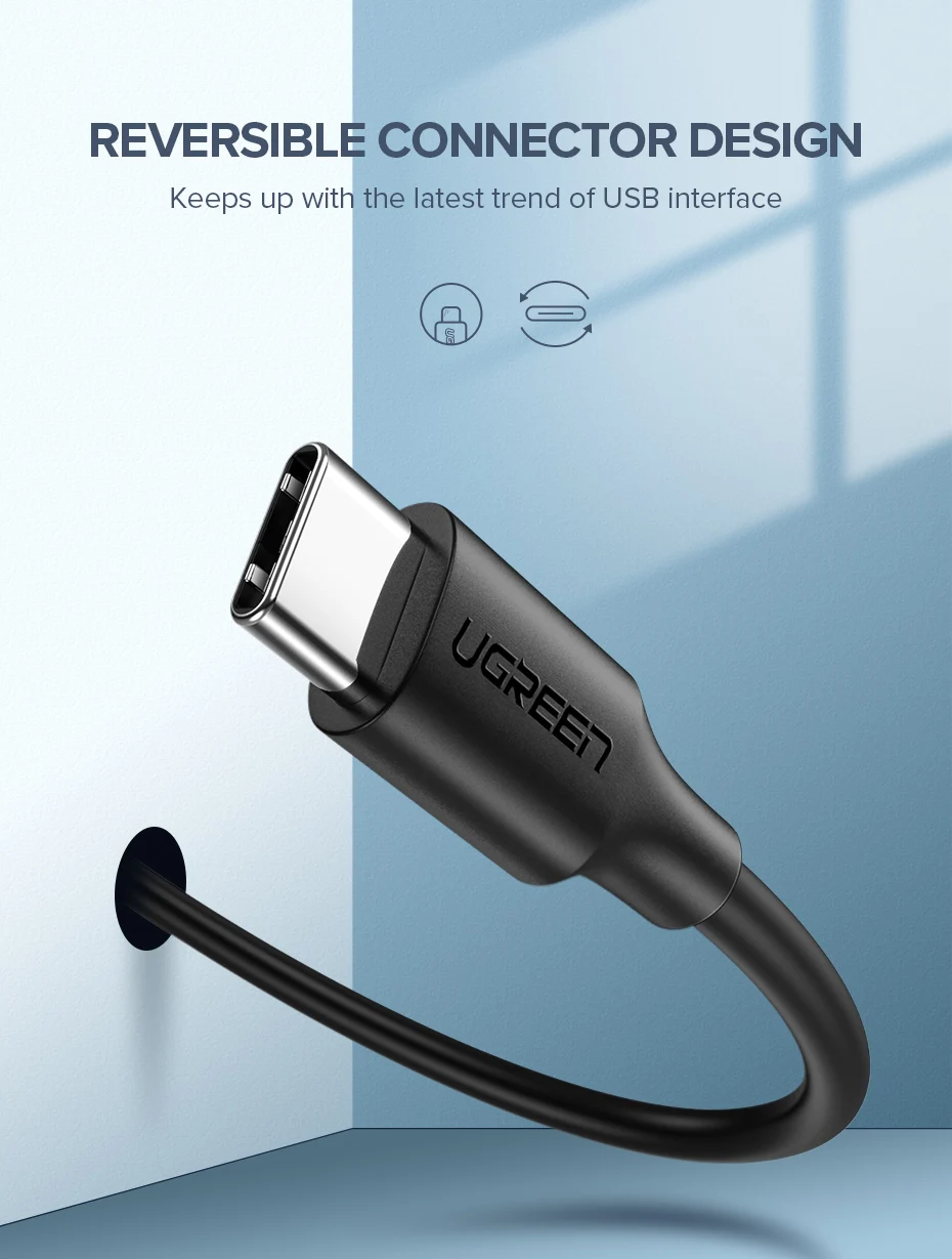 Ugreen usb type-C кабель для Xiaomi Redmi Note 7 3A USB C кабель для samsung S9 провод для быстрого заряда USB-C шнур для зарядки мобильного телефона