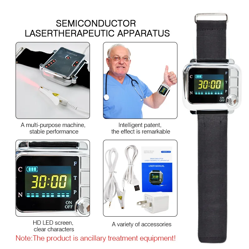 High blood pressure diabetes cholesterol rhinitis treatment cerebral thrombosis medical device laser therapy wrist watch wrist soft laser therapy device with 18 lasers points for high blood pressure high blood sugar body pain relief