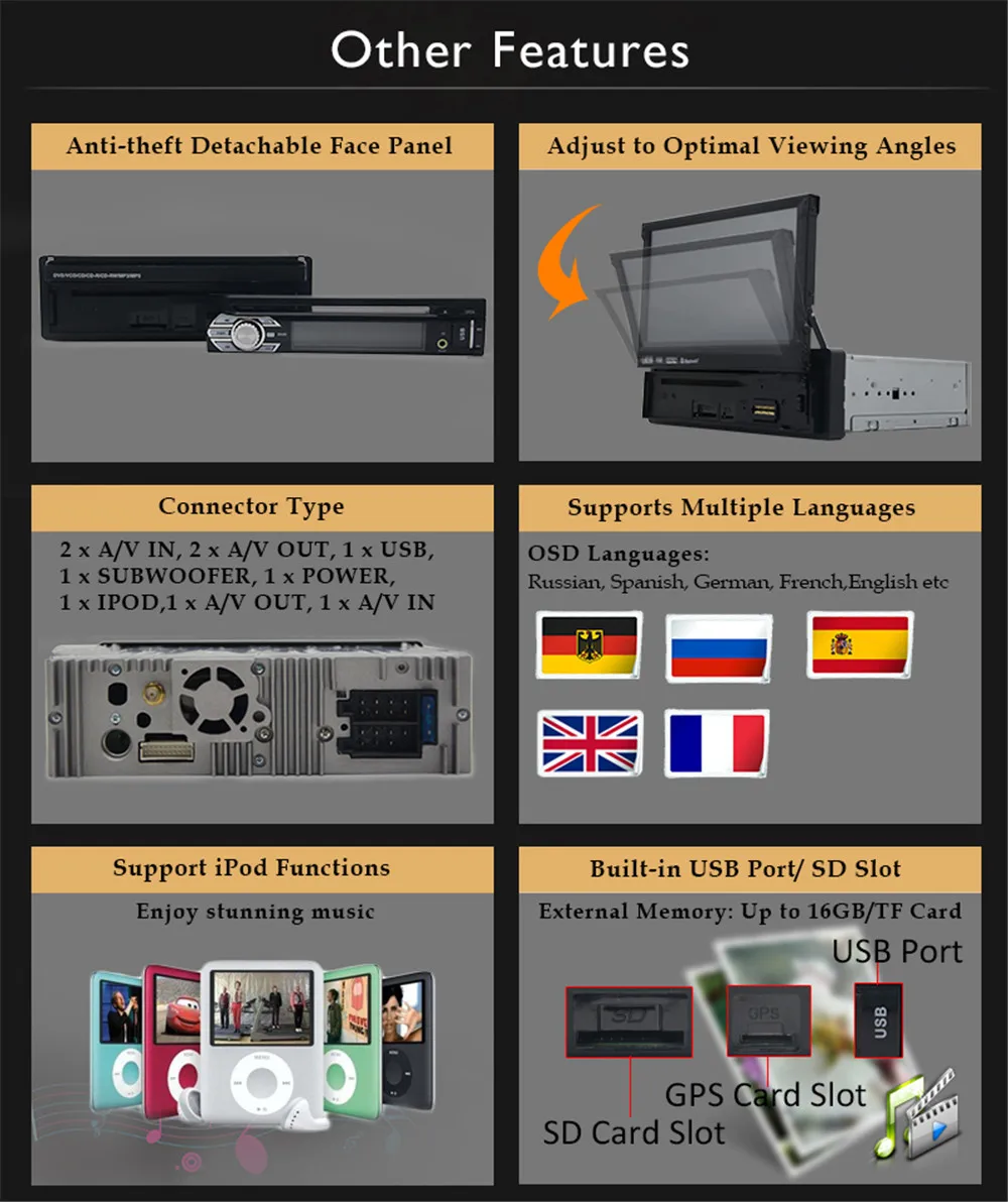 Выдвижной 7 дюймов 1din Android 9,1 автомобильный Радио dvd-плеер gps навигация универсальный автомобильный мультимедийный плеер стерео головное устройство