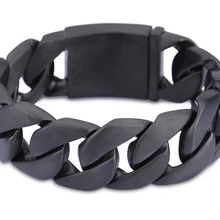 24 мм ширина тяжелых мужчин Снаряженная кубинская ссылка 316L нержавеющая сталь матовый черный браслет панк Рок Титановая Сталь Браслет для байкеров ювелирные изделия