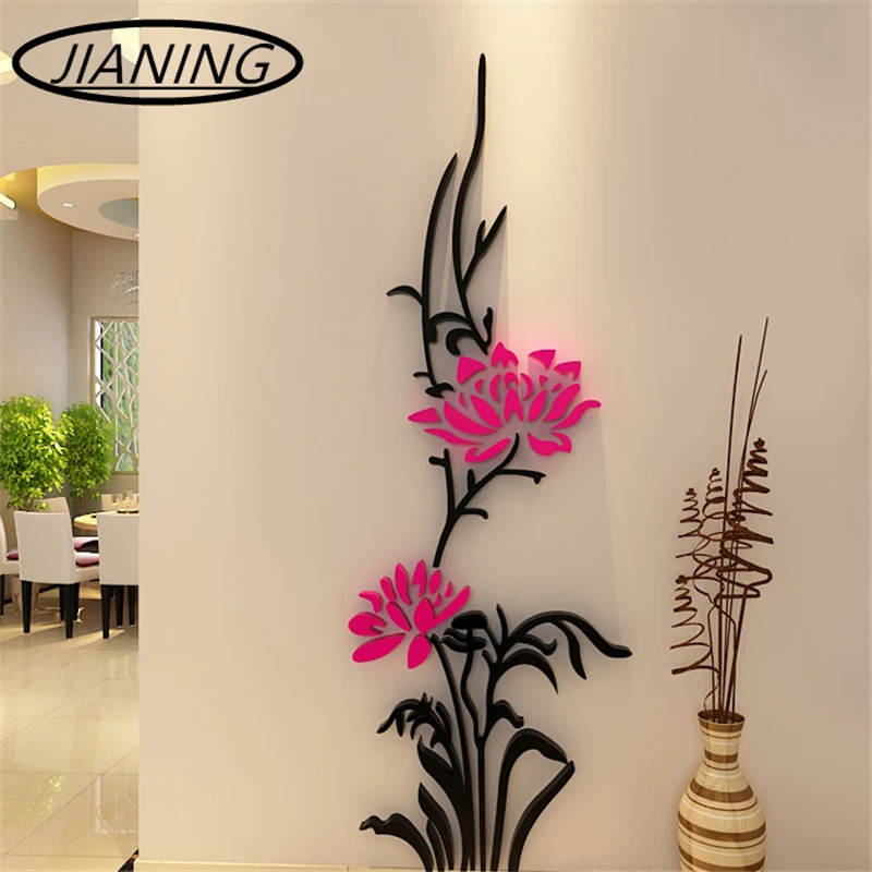 

Cheap lotus vine modern three-dimensional crystal decorative wall stickers living room bedroom TV backdrop entrance corridor