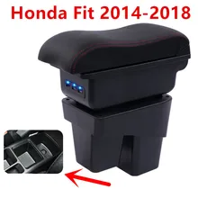 Для Honda Fit Jazz 3rd поколения подлокотник коробка центральный магазин содержание коробка для хранения с подстаканником пепельница USB интерфейс 2014-2017
