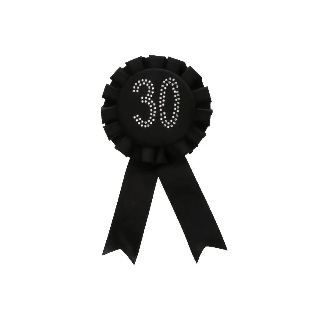 Glitter Award Ribbon Brooch Pin Number 30 Badge Rosette Hen Night Bachelorette Party Accessories