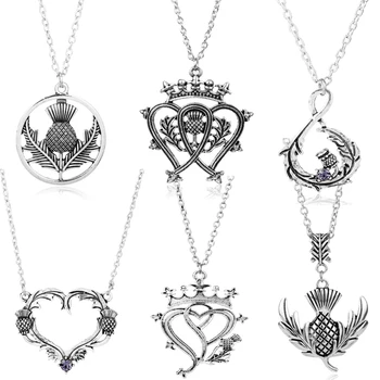 

Vintage Jewelry Ornaments Outlander Scottish Thistle Pendant Necklace For Men Metal Choker Chain Accessories