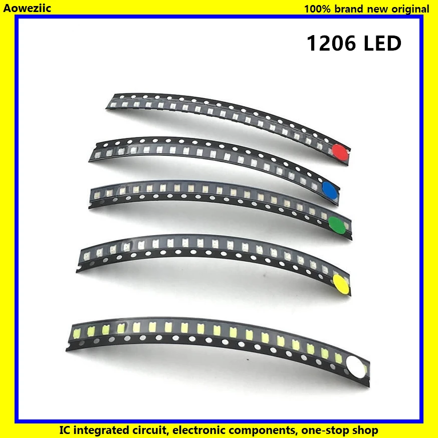 Aoweziic 100 шт./лот синий желтый зеленый красный белый 1206 SMD светодиодные светодиоды