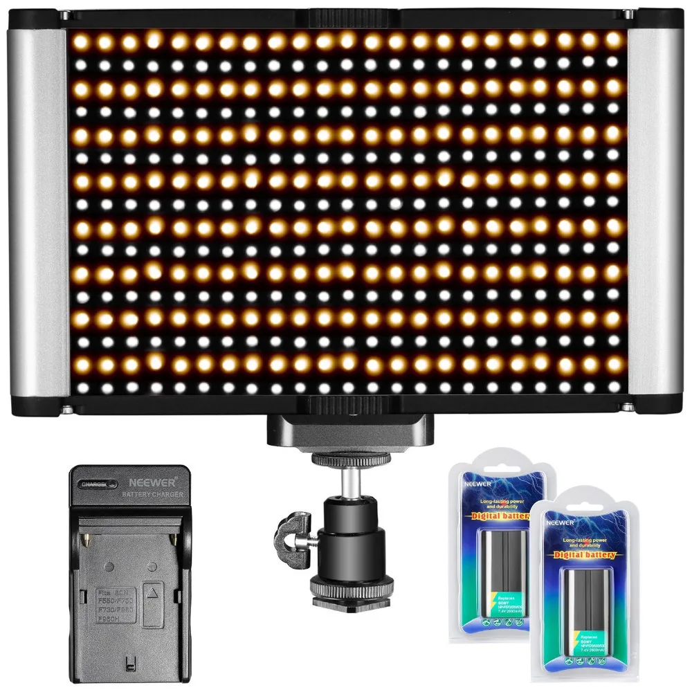 Neewer 280 LED Light Dimmable Bi color Camera LED Video Lighting Kit
