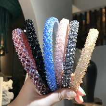 Flatfoosie Crystal Beaded Hair Band Fashion Headwear Girl Women Handmade Hair Accessories Headwear Party Wedding Headbands