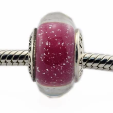 DIY Подходит Пандора шармы браслеты Анна муранского стеклянные бусины с розовым поплавком стерлингового серебра 925-ювелирные изделия