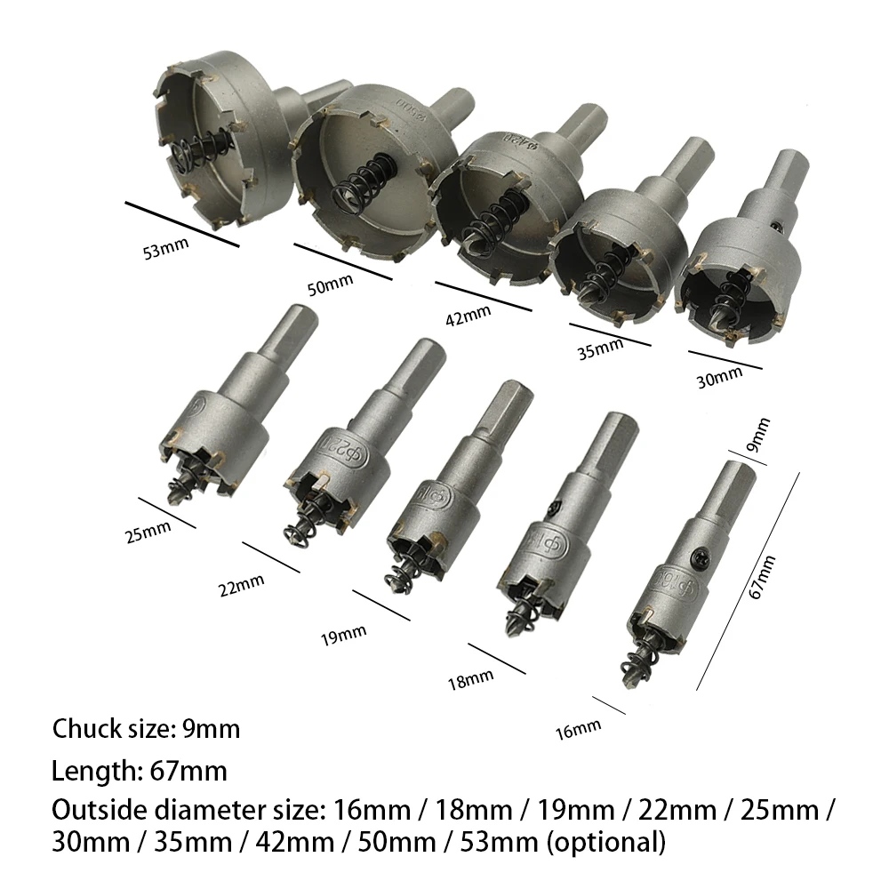 10 шт. твердосплавных Совет Диаметр ассорти 16 мм/18 мм/19 мм/22 мм/25 мм/30 мм/35 мм/42 мм/50 мм/53 мм