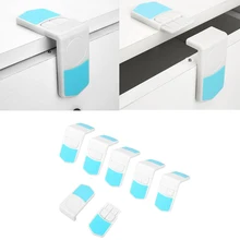 6 шт./компл. Детская безопасность замок пластик двойная кнопка ящика замок двери шкафа правый угол в форме замки уход за малышом высокое качество