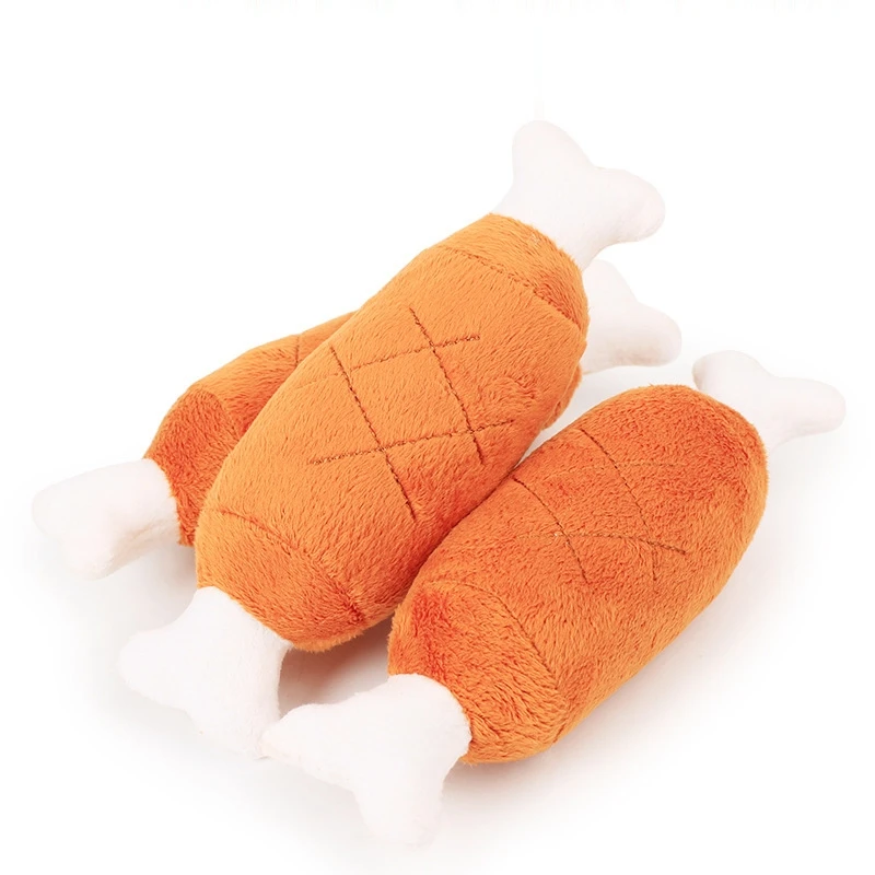 

Pet Dog Supply Toys Soft Fleece Cat Chicken Legs Plush Tosy Interactive Sound Dog Toys For Outdoor Training