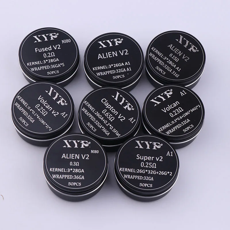 Новый XYF 50 шт./l00pcs готовые катушки Clapton с сопротивлением витой чужой V2 проволока