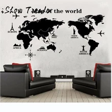 Diy mapa do mundo removível vinil citação arte adesivo de parede decalque mural decoração mapa mundi pegatinas de pared decoracion de hogar
