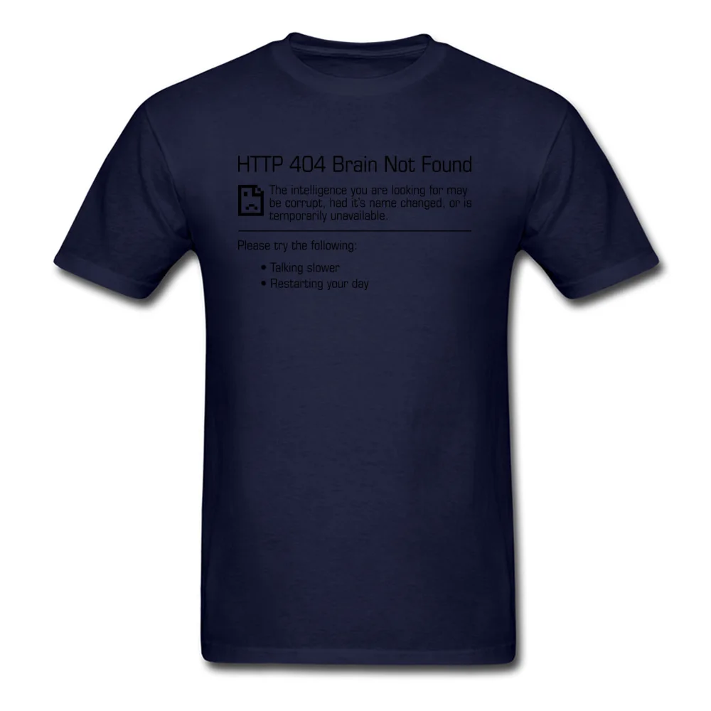 Special 404 Brain Not Found Leisure Short Sleeve Tshirts VALENTINE DAY Crew Neck 100% Cotton Tees for Students T-shirts Hip hop 404 Brain Not Found navy