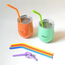 100 шт/партия 23 см длинная силиконовая Питьевая солома, пищевая Солома для детей изогнутая соломинка для чашек, каменщик банка с соломинкой плюмил