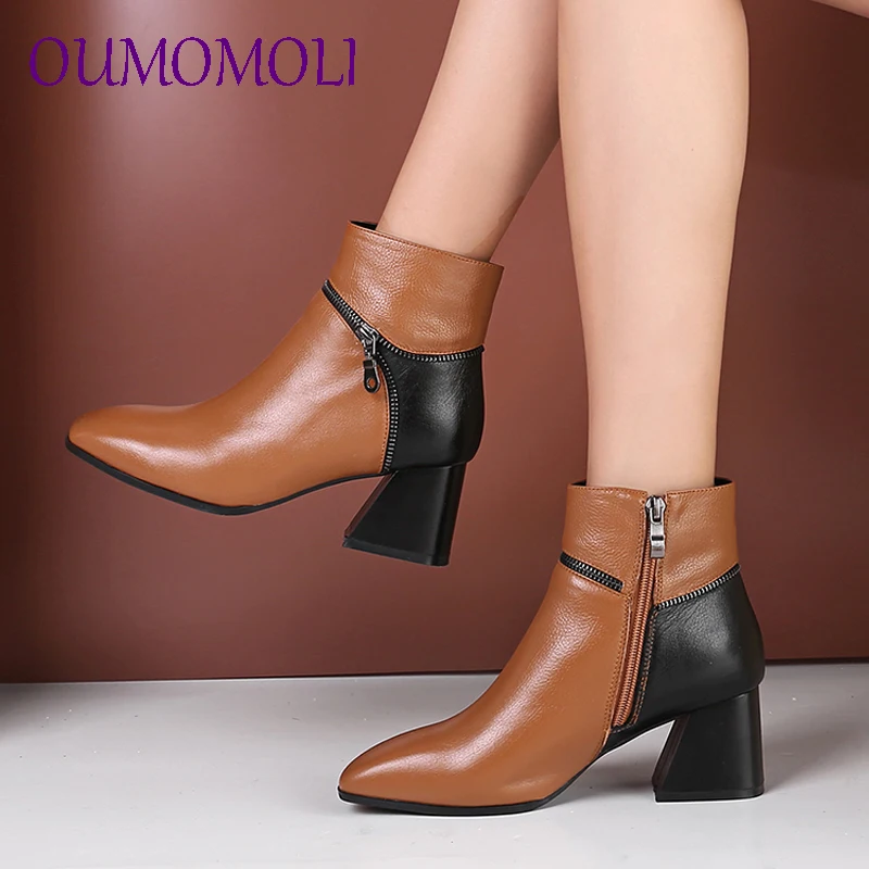 

2019 women ankle boots cow leather square toe zippers autumn spring winter mixed colors women martin boots