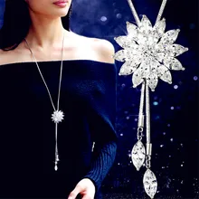 Lemon Value Fashion Luxury Water Drop Rhinestone Pendant Crystal Long Necklaces Vintage Charms Women Wedding Jewelry Gift A124