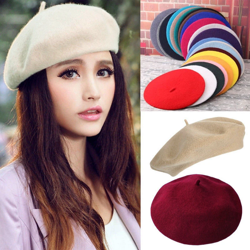 

Elegant Lady Women Wool Felt Warm French Classic Beret Beanie Slouch Hat Cap Tam