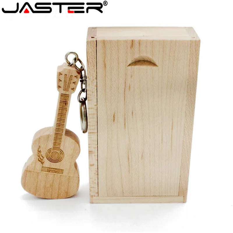 

JASTER Guitar Wooden USB flash drive Pen drives 8GB 16GB (5PCS Free LOGO Customized) Maple Box Pendrive 32GB Memory Stick gifts