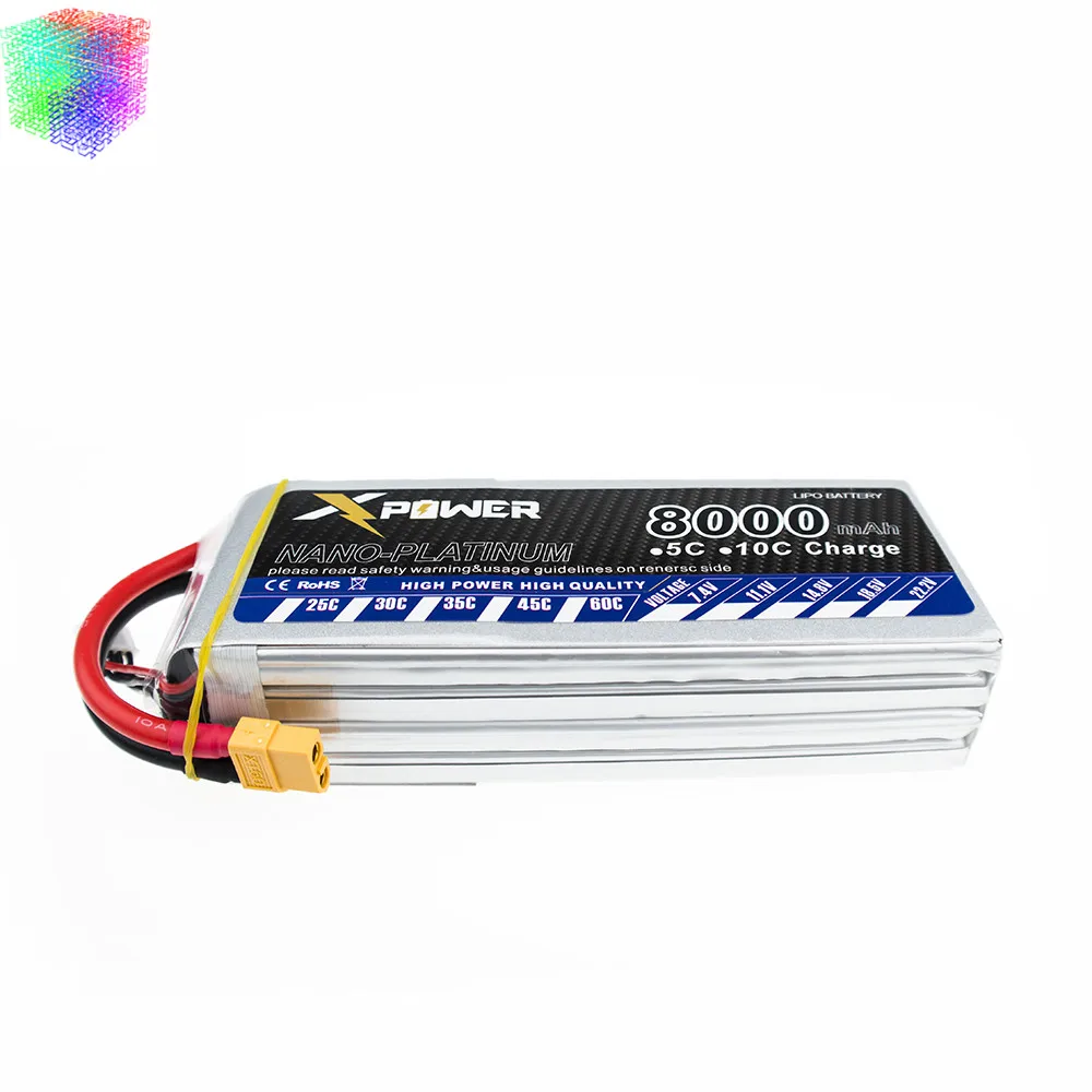 

2PCS 14.8V 4s Lipo battery 8000mAh 30C max 35C Xpower lithium batteries XT60 T EC5 plug for rc drone Helicopter Airplane parts