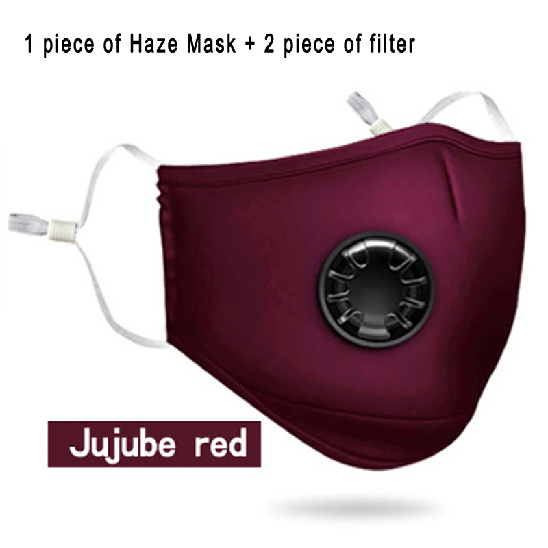 PM2.5 анти-хлопковая маска, дышащая маска для рта, фильтр с активированным углем, респиратор, муфельная маска для лица, противотуманная маска - Цвет: Jujube Red